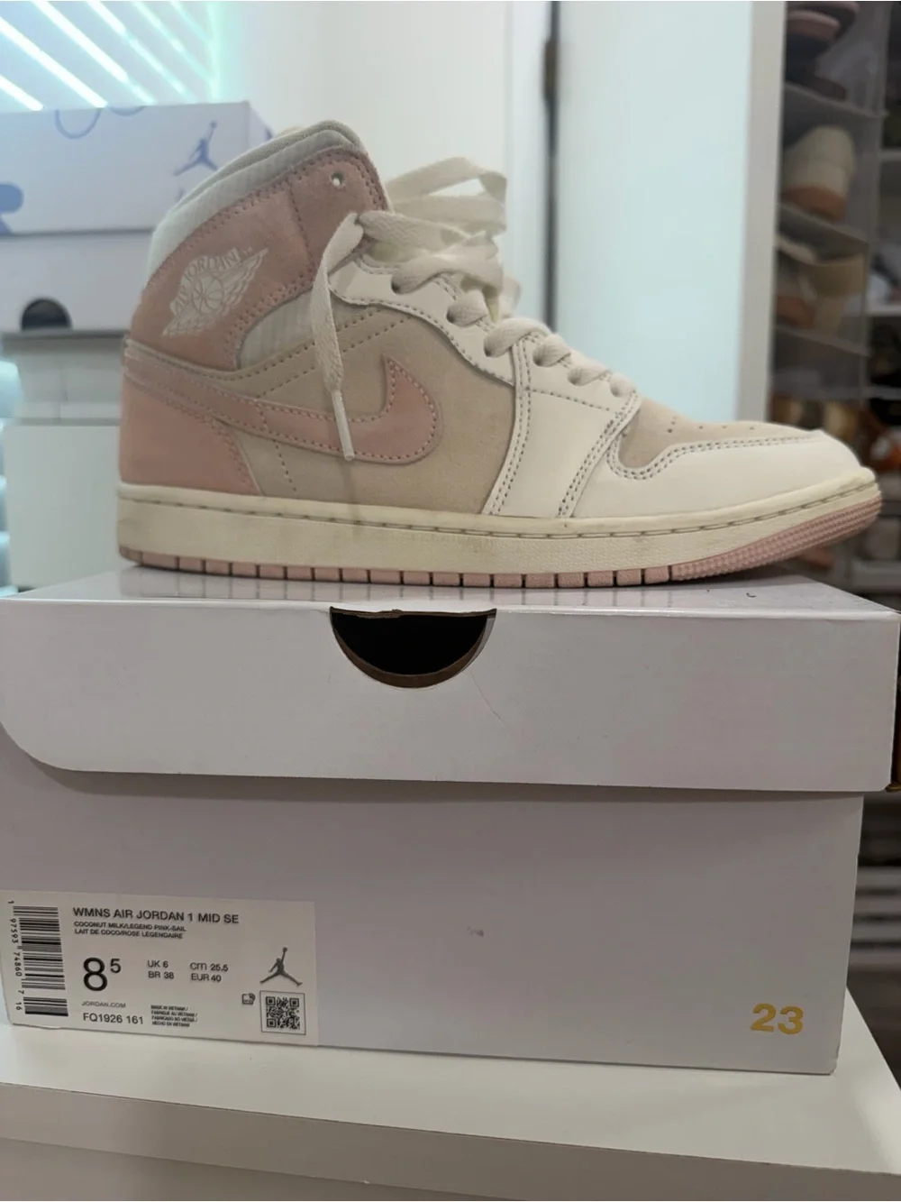 Nike Air Jordan 1 High Pink & Cream Suede Sneakers